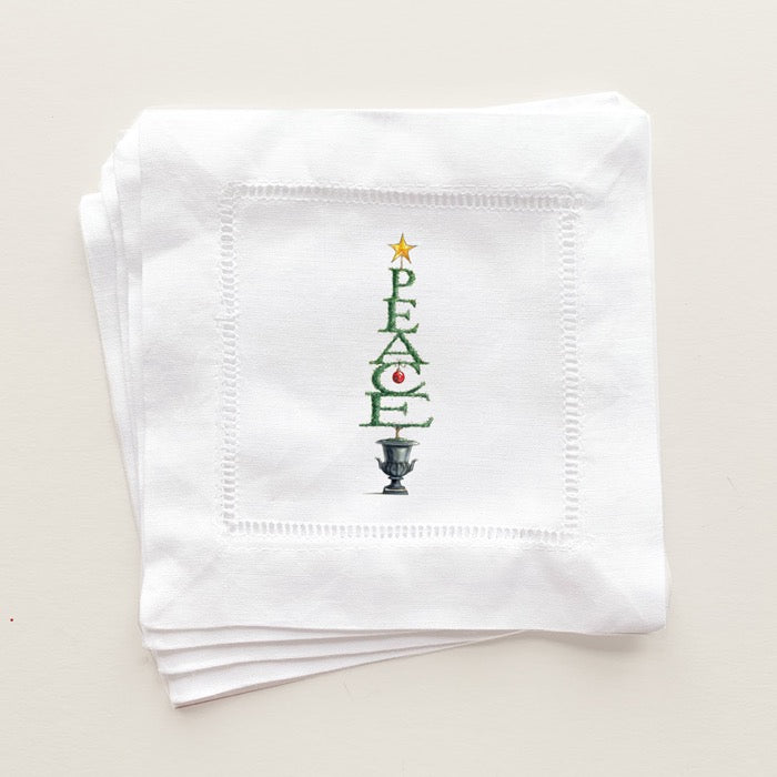 Holiday Topiary PEACE Cocktail Napkins
