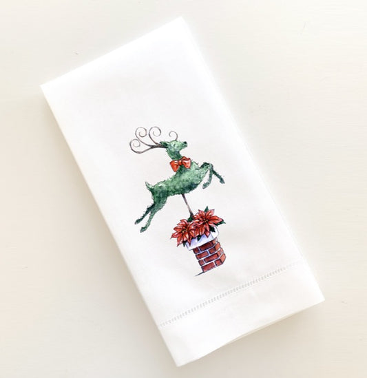 Holiday Topiary Reindeer Guest Towel