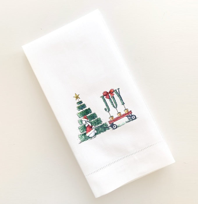 Holiday Topiary Wagon of Joy Guest Towel