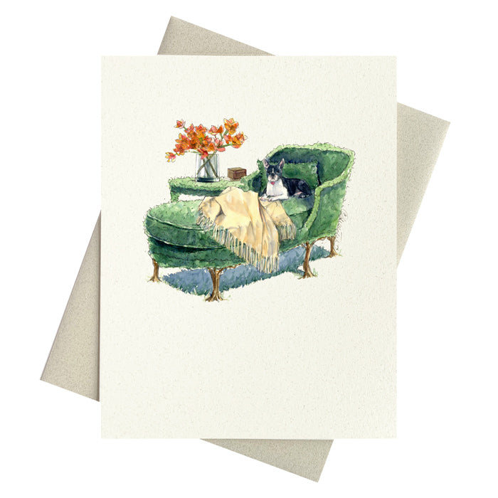 Boston Terrier in the Garden Portrait on notecards