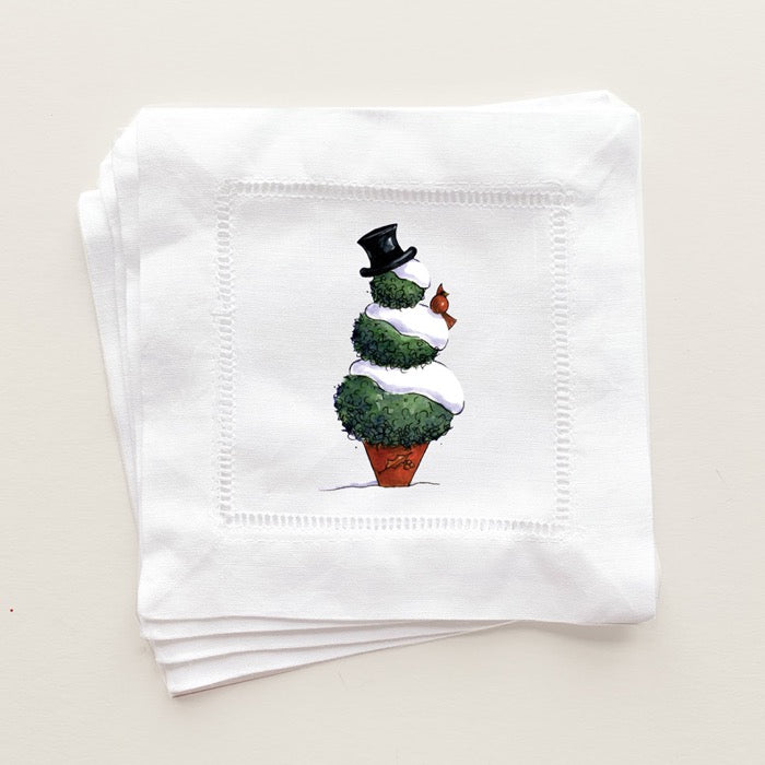 Holiday Topiary Snowman Cocktail Napkins