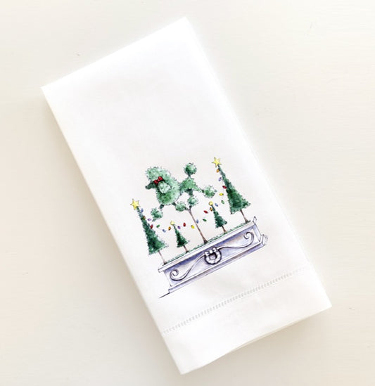Holiday Topiary Poodle Guest Towel