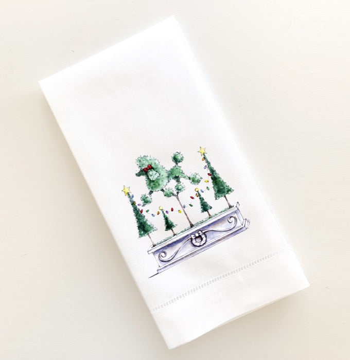 Holiday Topiary Poodle Guest Towel