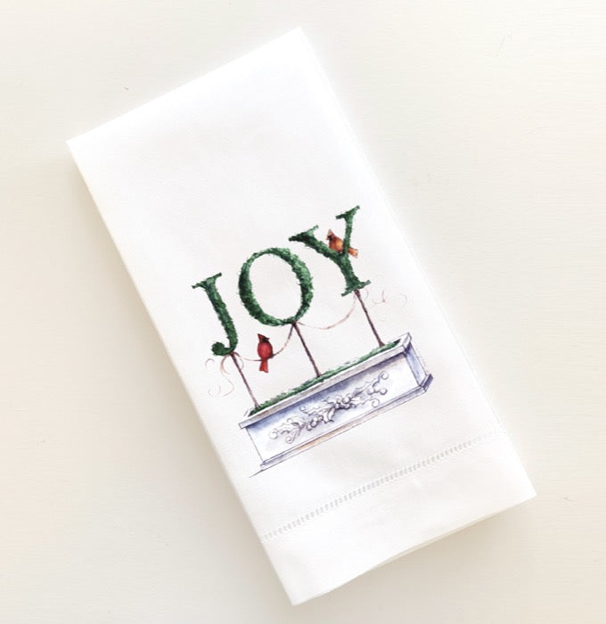 Holiday Topiary JOY Guest Towel