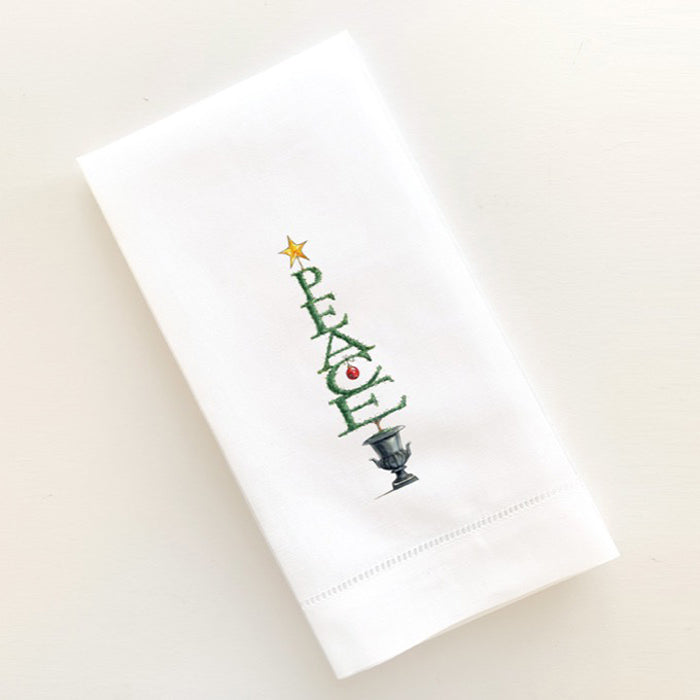 Holiday Topiary PEACE Guest Towel