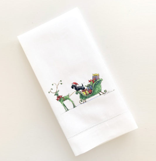Holiday Topiary Scottie Guest Towel