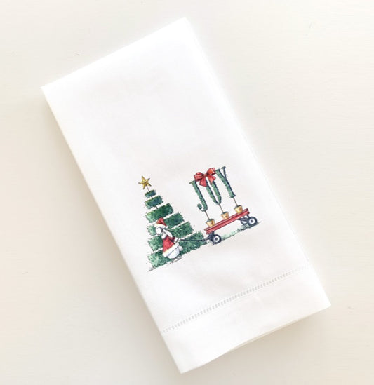 Holiday Topiary Wagon of Joy Guest Towel