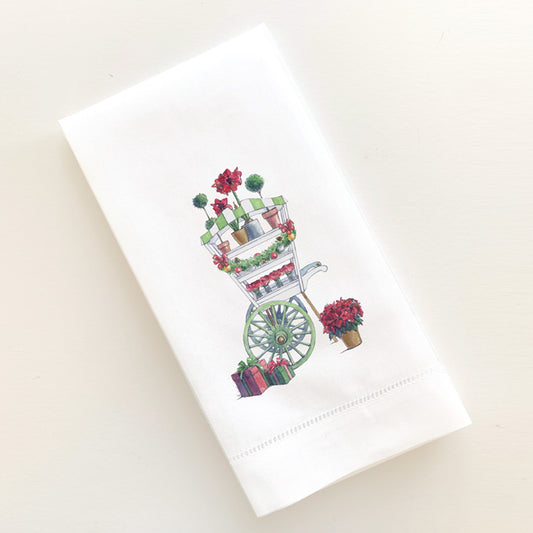Holiday Flower Cart Guest Towel