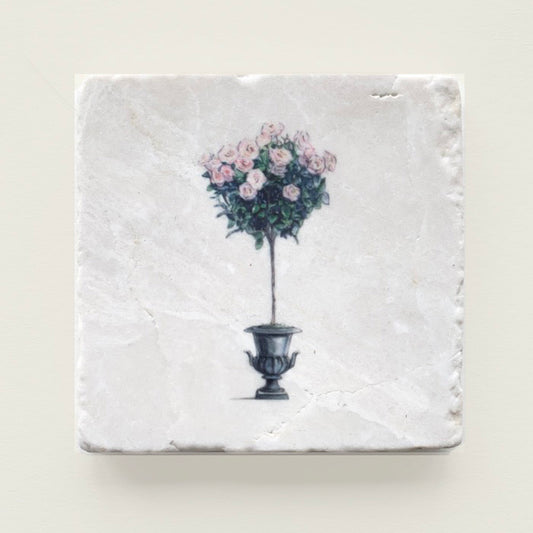 Rose Topiary Marble Coaster